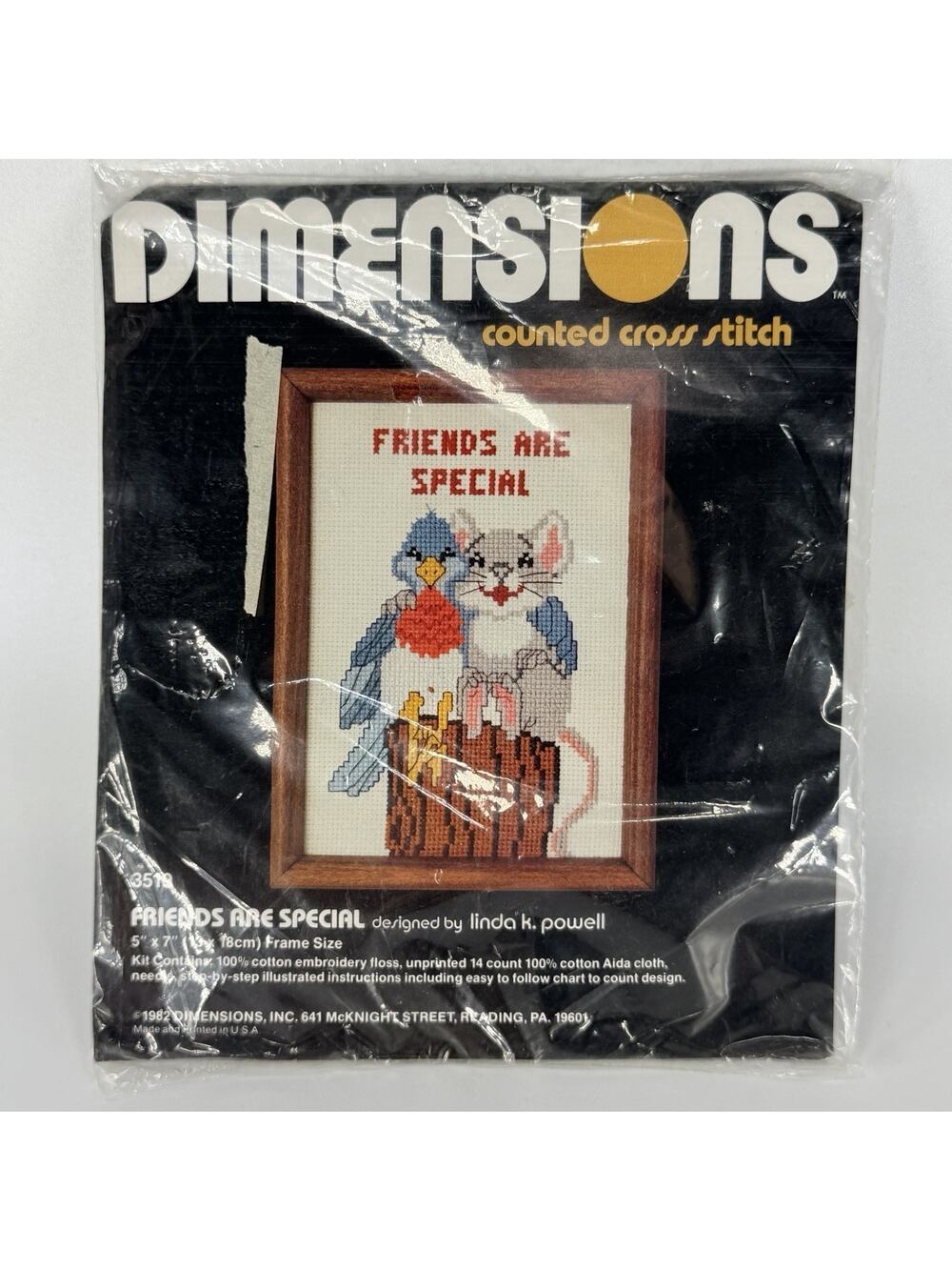 Dimensions Friends are Special Cross Stitch Kit Mini 5x7 Mouse Bird 1982 NEW